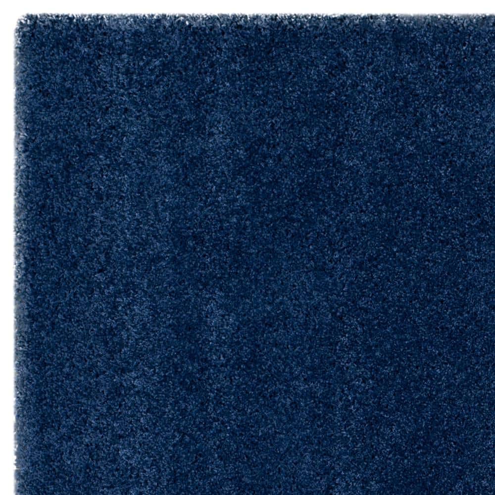 Navy Square Synthetic Shag Area Rug, 7' x 7'