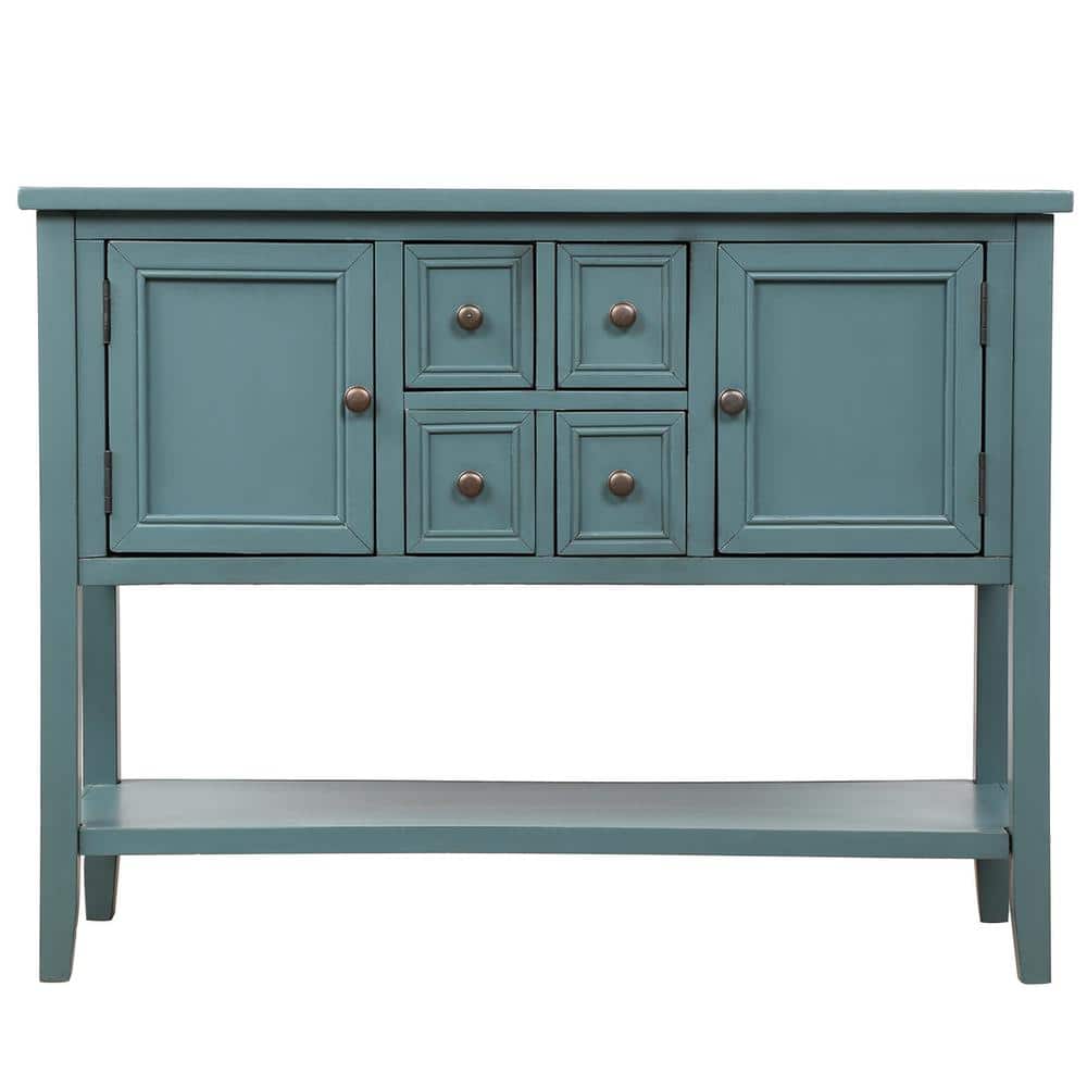 46.00 in. W x 15.00 in. D x 34.00 in. H Dark Blue Linen Cabinet Buffet Side