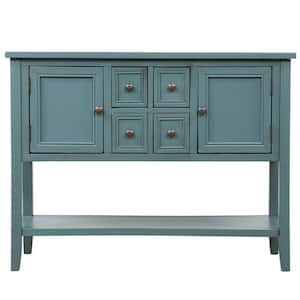 46.00 in. W x 15.00 in. D x 34.00 in. H Dark Blue Linen Cabinet Buffet Sideboard with 2 Doors and Bottom Shelf
