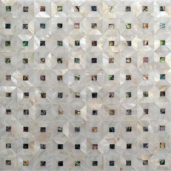 Apollo Tile Beige and White 4 in. x 5 in. Polished Mother of Pearl Abalone Wall Mosaic Tile Sample (0.13 sq. ft./Piece)
