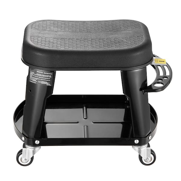 SKYSHALO Mechanic Stool, 300 lbs. Capacity Garage Seat/Work Stool with Wheels, 360° Swivel Rolling Workshop Stool with Tool Tray