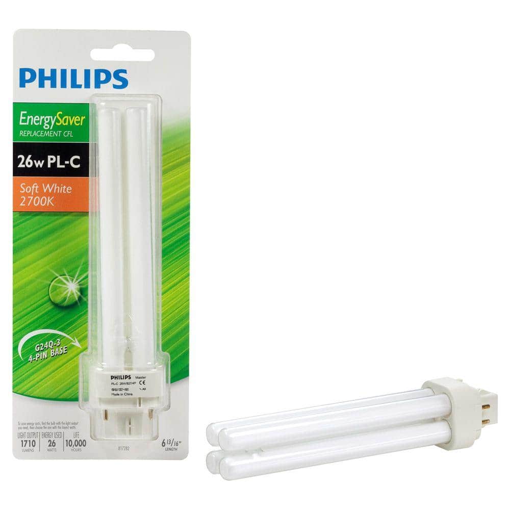 Philips 26 Watt G24q 3 Pl C 4 Pin Cfl Non Integrated Light Bulb Soft White 2 700k The Home Depot