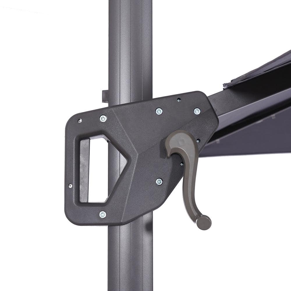 Gray Aluminum 99" Square Cantilever Patio Umbrella with LED Lights