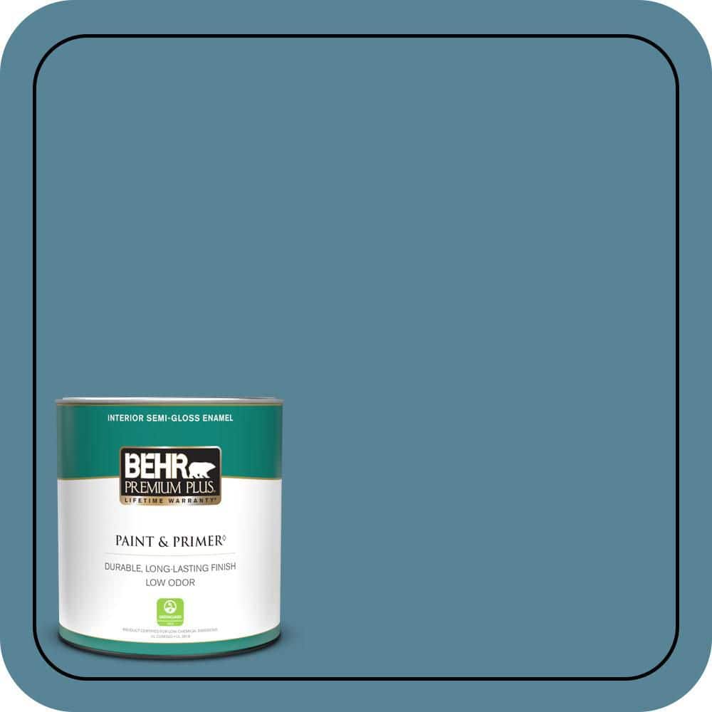 1 qt. #S480-5 Blue Moon Bay Semi-Gloss Enamel Low Odor Interior Paint & Primer price history on PriceWatchPro