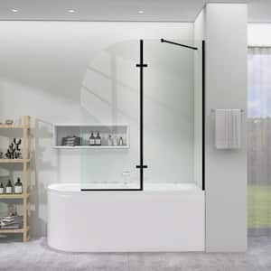 48 in. W x 58 in. H Pivot Hinged Bath Tub Door for Shower in Matte Black with 1/4 in. 6 mm Tempered Clear Glass
