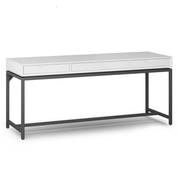 Simpli Home Banting Solid Hardwood Industrial 72 in. Wide Desk in White