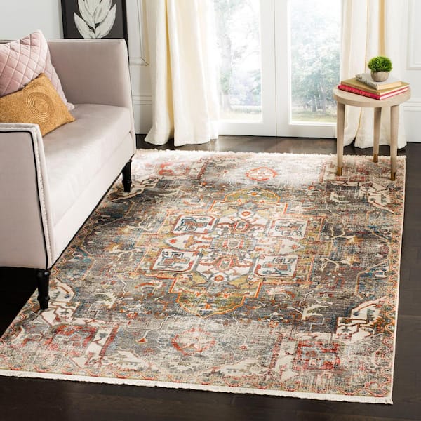 Vintage Persian 3 ft. x 4 ft. Charcoal/Olive Distressed Ornate Area Rug