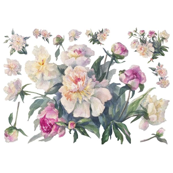 RoomMates White And Pink Floral Bouquet Peel And Stick Giant Wall Decals