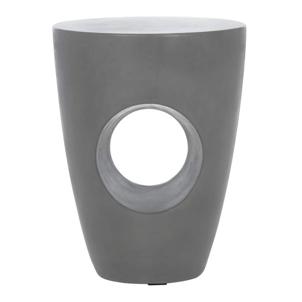 Transitional Aishi 14" Round Acrylic Gray-Brown Accent Table