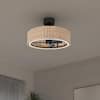 Artika Kalani 24 in. Indoor Black and Rattan 8 Steps CCT 18.7 in. Integrated LED Ceiling Fan with Remote Included FAN-KAR-HD2BL