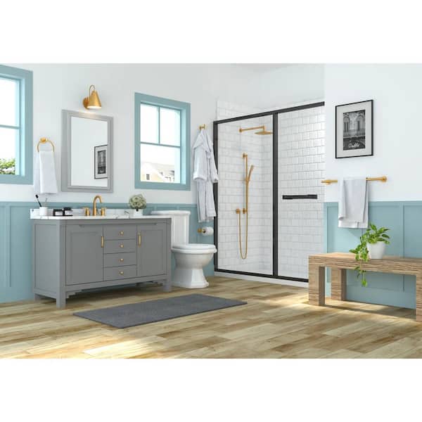 Bathroom Accessory Set With Robe Hooks, Towel Ring, Toilet Paper Holder in Gold 4-Piece
