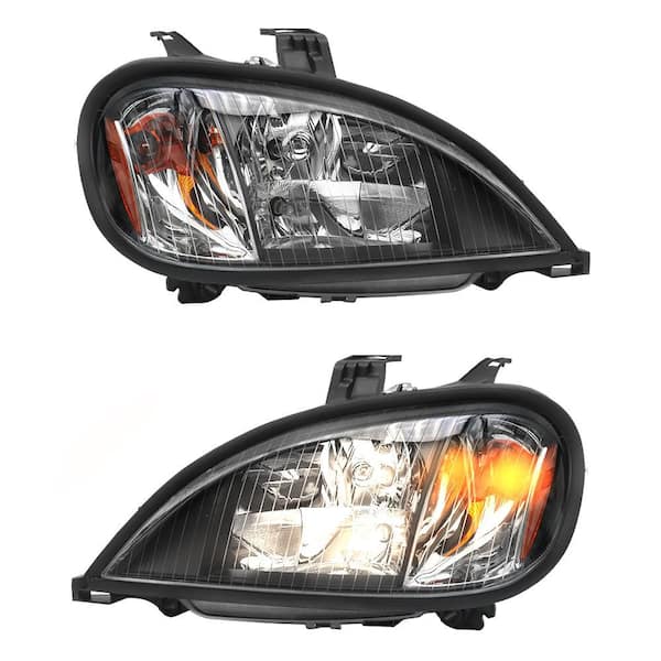 Black Halogen Headlights Assembly Compatible with Freightliner Columbia 2004-2017 Pair