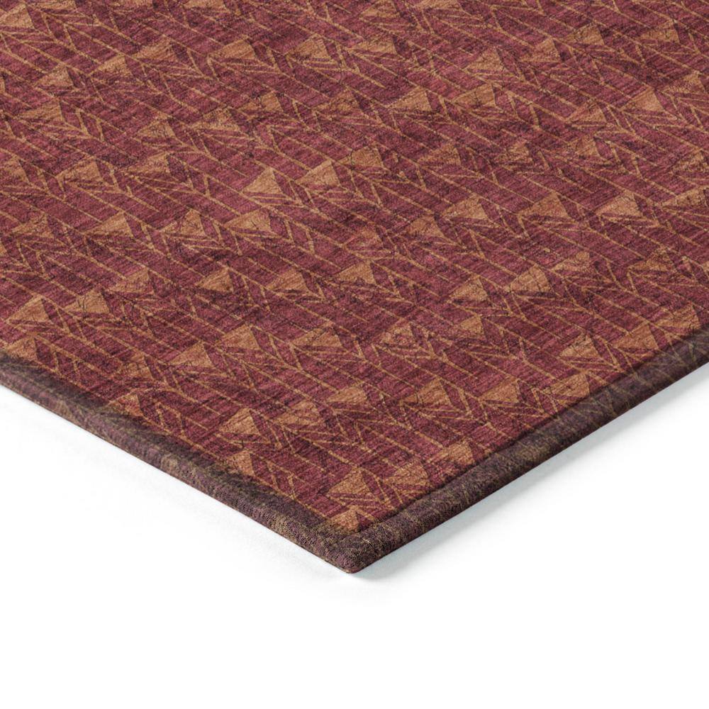 Burgundy Geometric Synthetic Flat Woven Rectangular Rug
