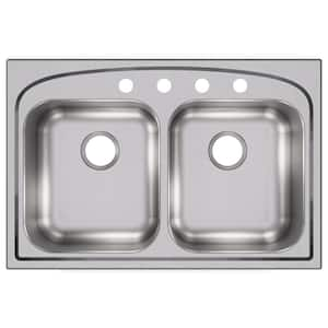 Pergola 33 in. Drop-in Double Bowl 20-Gauge Stainless Steel Kitchen Sink Only