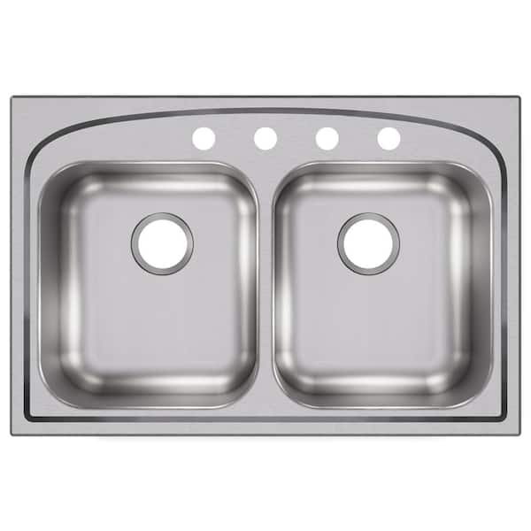 Elkay Pergola Drop-In Stainless Steel 33 in. 4-Hole Double Bowl Kitchen Sink