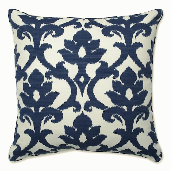 Pillow Perfect Demask Blue Square Outdoor Square Throw Pillow
