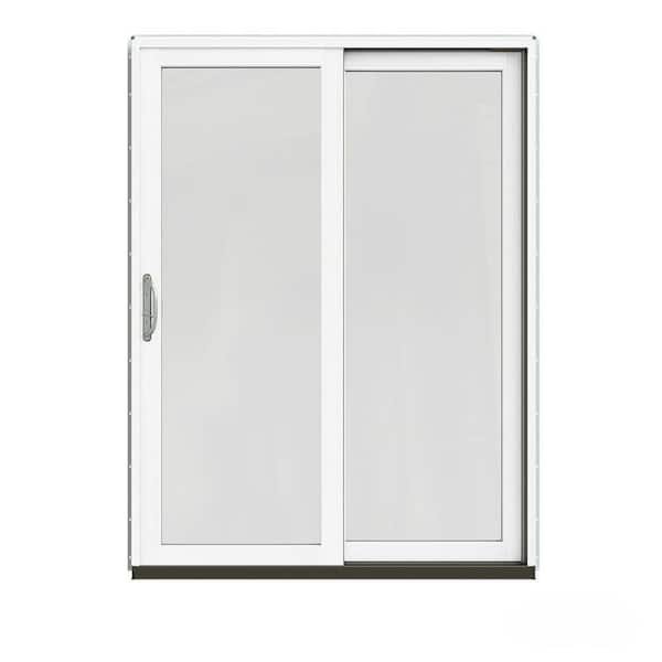 JELD-WEN 60 in. x 80 in. W-2500 Contemporary Red Clad Wood Right-Hand Full Lite Sliding Patio Door w/White Paint Interior