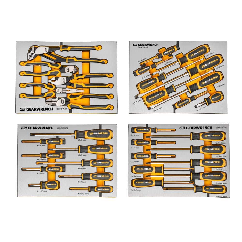 GearWrench Pliers and Slotted/Phillips/Torx Screwdrivers Mechanics Tool Set in Premium Foam Trays (33-Piece)