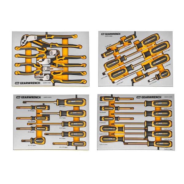 Pliers and Slotted/Phillips/Torx Screwdrivers Mechanics Tool Set in Premium Foam Trays (33-Piece)