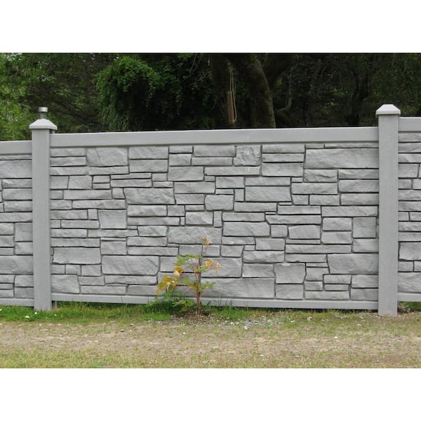 SimTek 5 in. x 5 in. Ecostone/Ashland Square Top Post Cap - Grey/Nantucket Gray