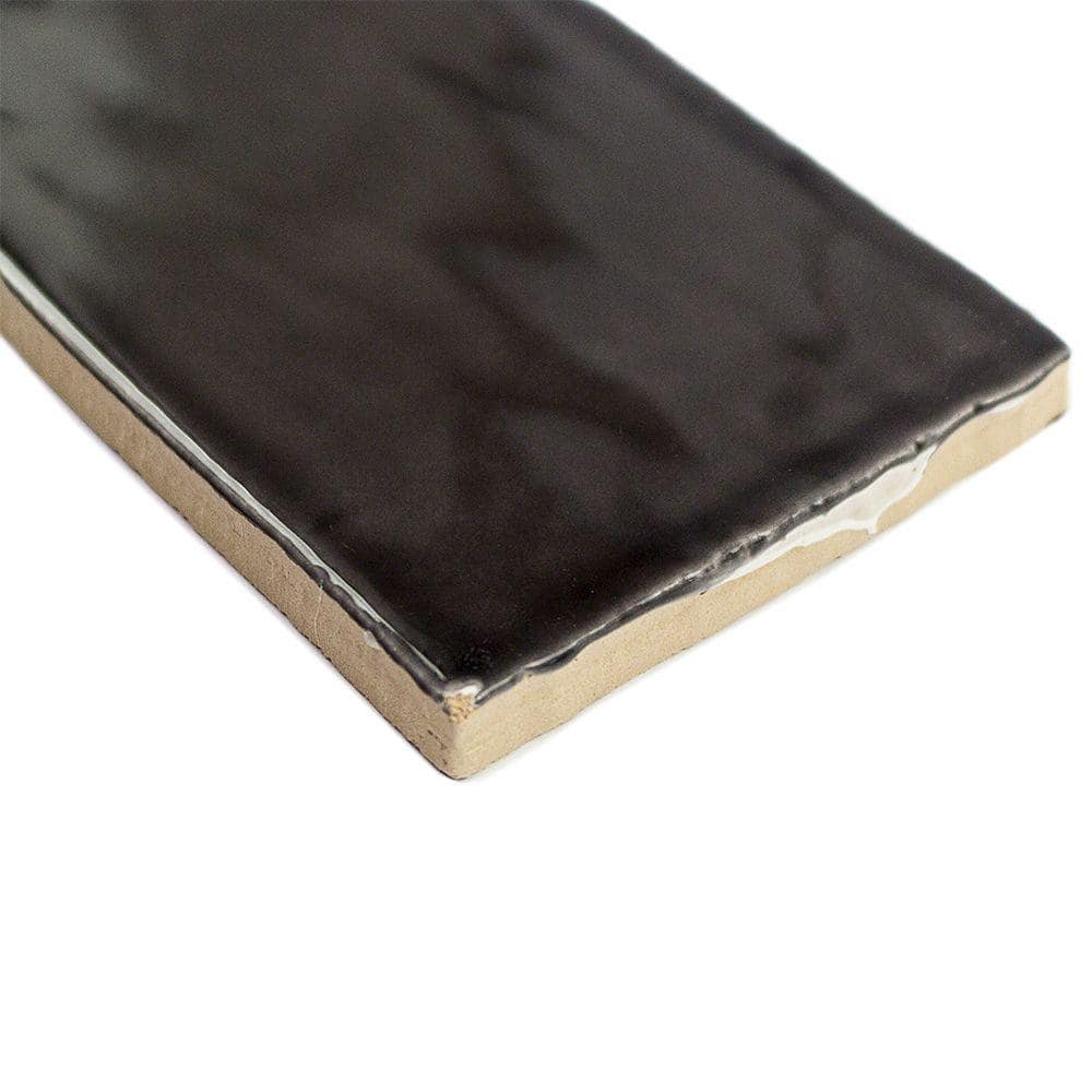 Messi Black Polished Ceramic Subway Wall Tile 3x6