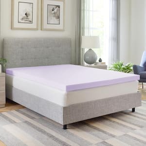 Essentials 3 in. King Lavender Infused Memory Foam Mattress Topper