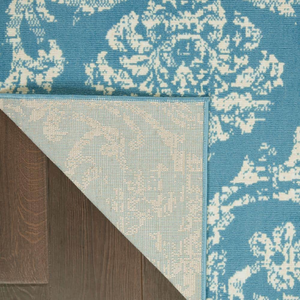 Hand-Knotted Blue Synthetic Rectangular 5' x 7' Area Rug