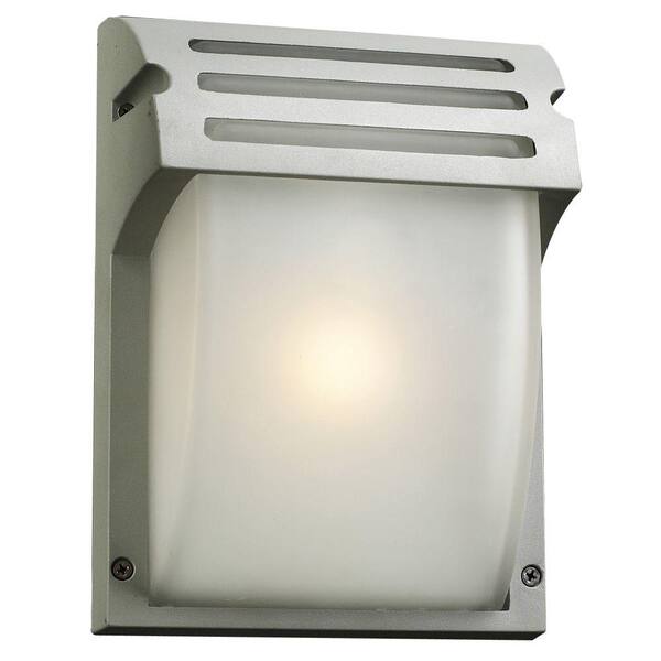 PLC Lighting 1-Light Outdoor Silver Wall Sconce with Frost Glass