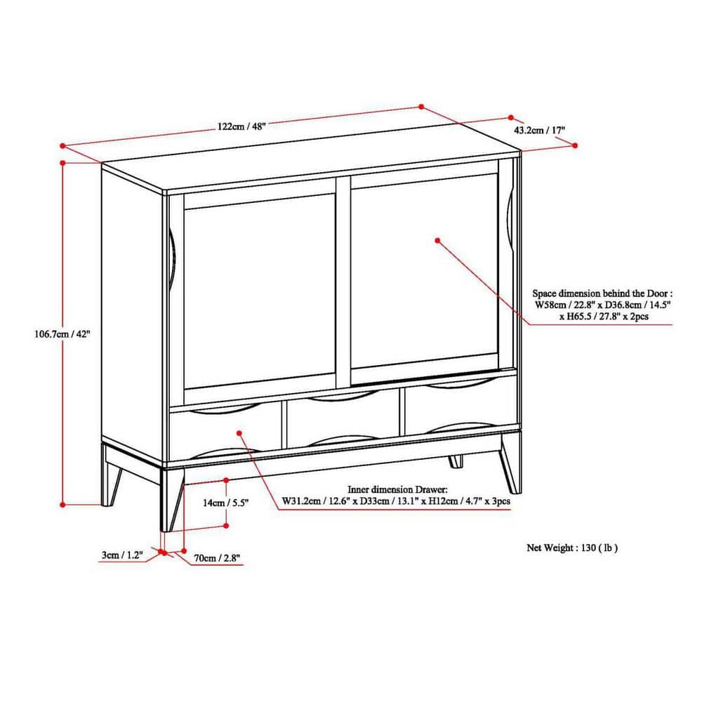 Harper White Solid Hardwood Medium Storage Cabinet with Adjustable Shelves