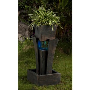 Raining Water Fountain with Planter LED Light