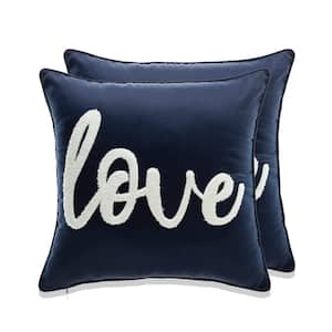 Cottage Icons throw pillow - set of 2, Blue and white color, SIZE 20 X 20