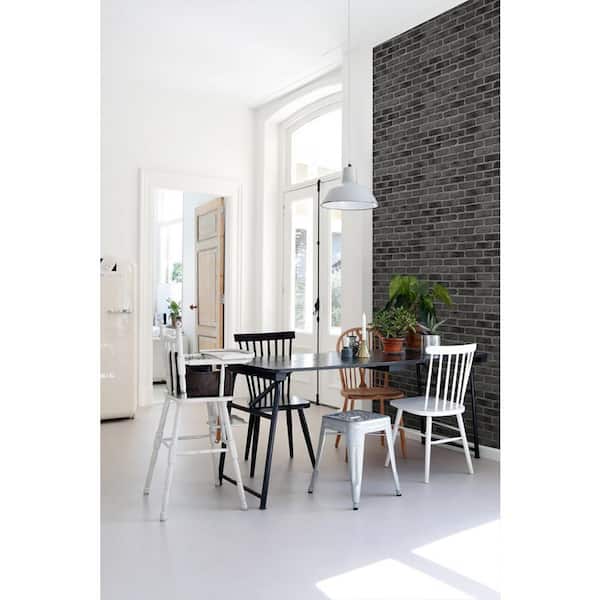 ESTA Home Burnham Black Brick Wall Wallpaper Sample
