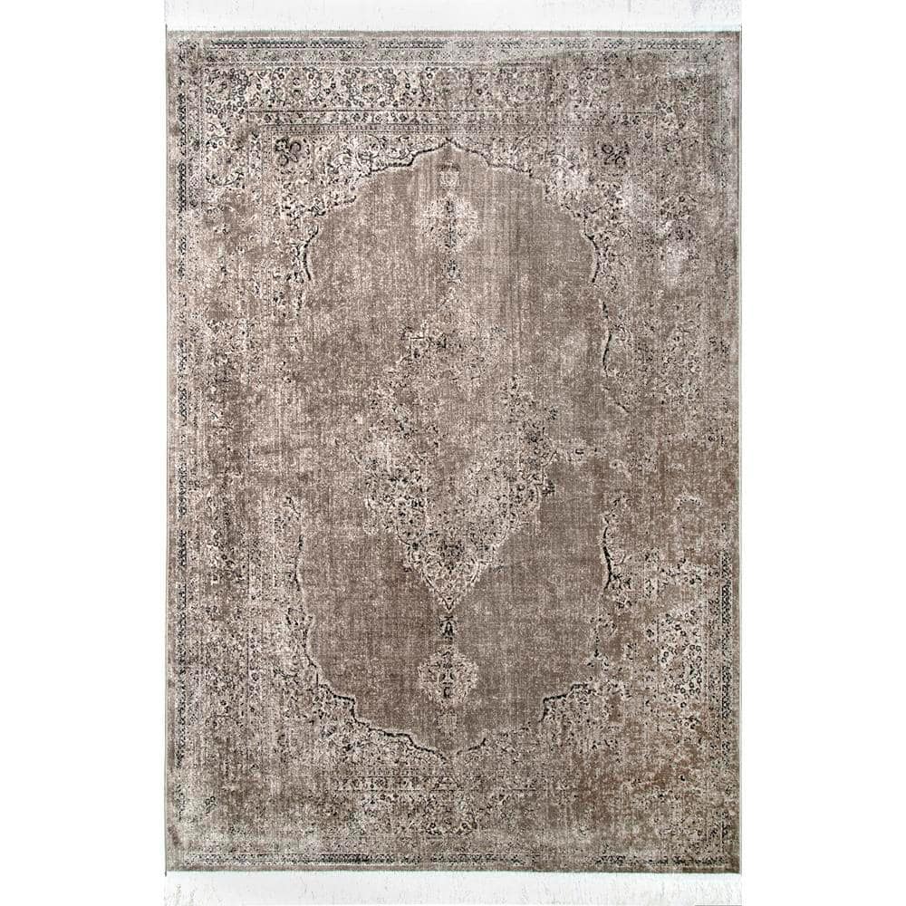 nuLOOM Cantrell Vintage Medallion Light Brown 6 ft. x 9 ft. Area Rug
