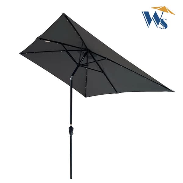 Sireck 10 ft. x 6.5 ft. Rectangular Outdoor Patio Market Umbrellas with Crank and Push Button Tilt in Anthracite