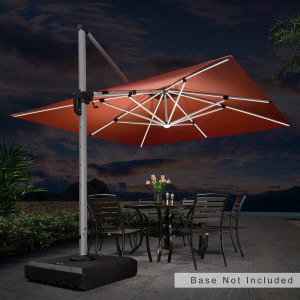 PURPLE LEAF 11 ft. Square Solar Powered LED Patio Umbrella Outdoor ...