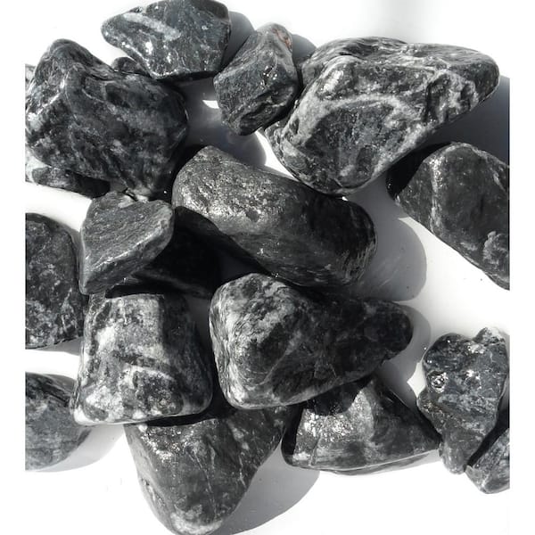 Unbranded Rock Ranch 0.40 cu. ft. 30 lbs. 1 in. to 2 in. Premium Machine Polished Black Marble for Landscaping and Fire Features