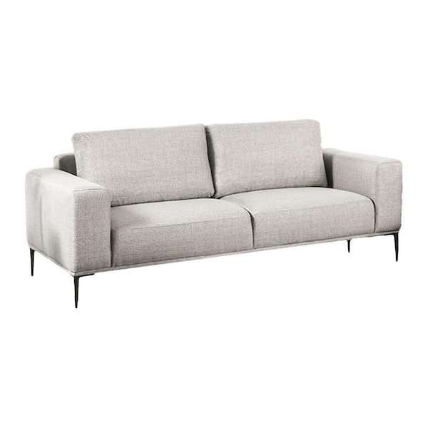 Benjara Kevin 82 in. Straight Arm Fabric Rectangle Sofa in Gray and Black