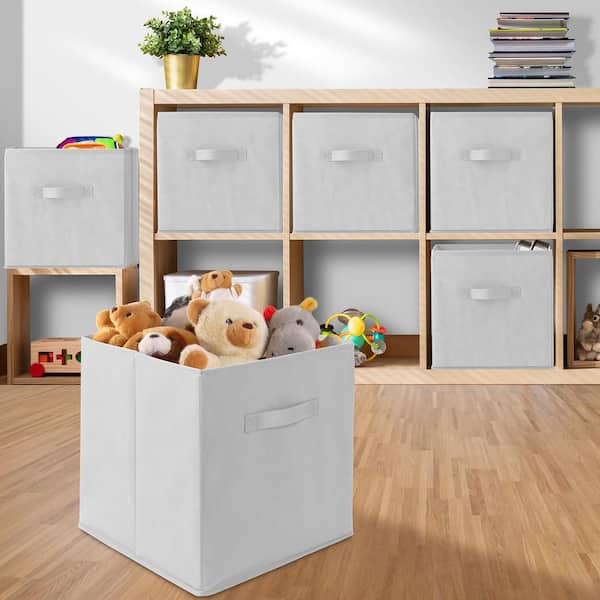 Casafield White 13 in. x 13 in. Fabric Collapsible Cubes