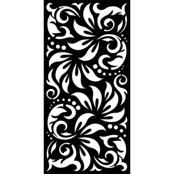 Ejoy 72 in. x 36 in. Black Decorative Composite PE Garden Fence Panel ...