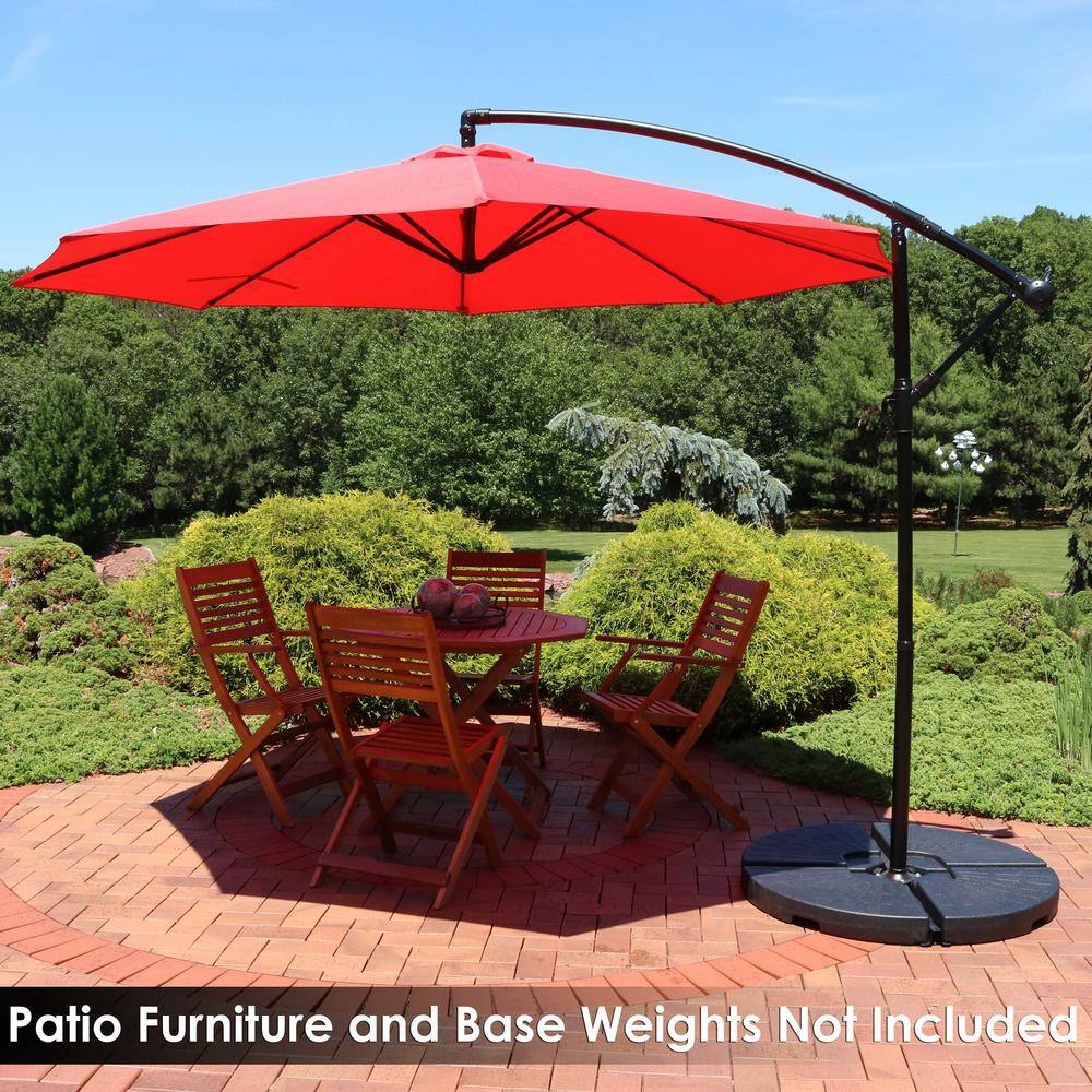Cherry Red Steel Cantilever Patio Umbrella with Polyester Canopy