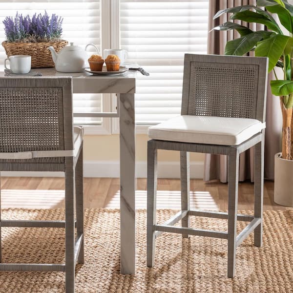 Sofia French Grey Rattan Counter Stool