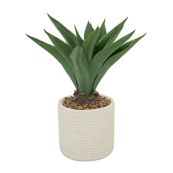 Litton Lane 31 in. H Agave Artificial Plant with Realistic Leaves and Beige Ceramic Pot