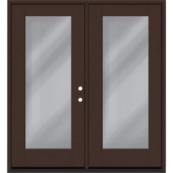 Steves & Sons Regency 72 in. x 80 in. Full Lite Clear Glass Chestnut LHIS Stained Fiberglass Retro Patio Door with 6 in. Jamb