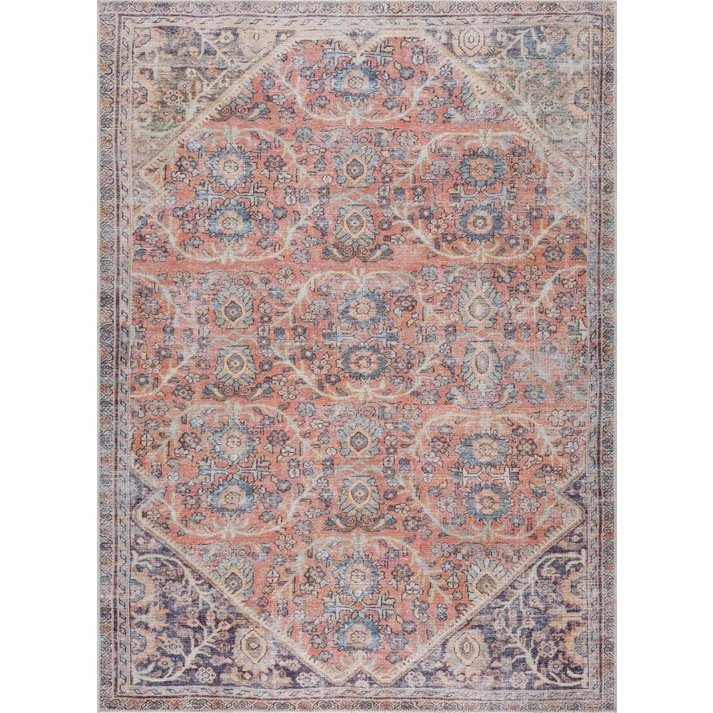 HAUTELOOM Konstantina 8 ft. X 10 ft. Peach, Pink, Mustard Area Rug ...