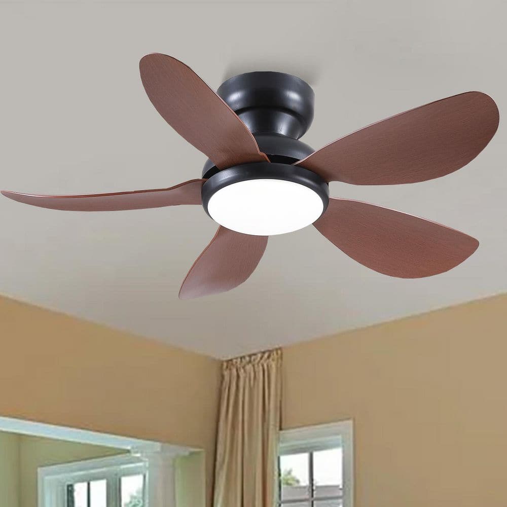 32 in. Black Modern Flush Mount Standard Ceiling Fan with Adjustable LED Light price history on PriceWatchPro