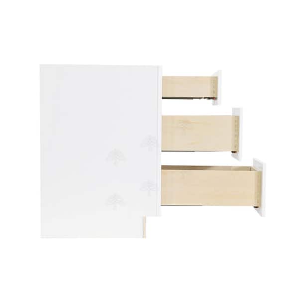 LaPort Assembled 18x34.5x24 in. Base Cabinet with 3 Drawers in Classic White