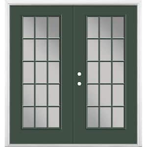 72 in. x 80 in. Conifer Steel Prehung Right-Hand Inswing 15-Lite Clear Glass Patio Door with Brickmold