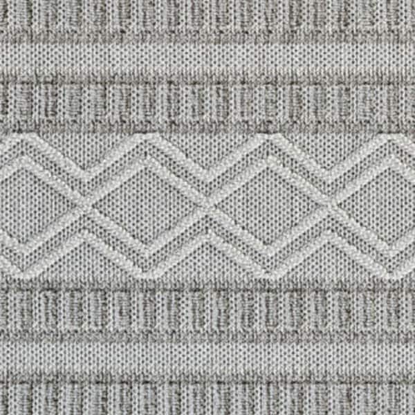 Beige, Gray 5 ft. x 8 ft. Woven Striped Polypropylene Rectangle Indoor/Outdoor Area Rug