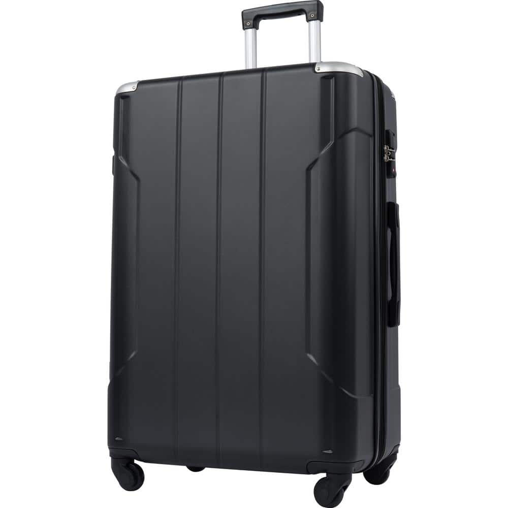 Aoibox 28 in. Black Lightweight Hardshell Luggage Spinner Suitcase 