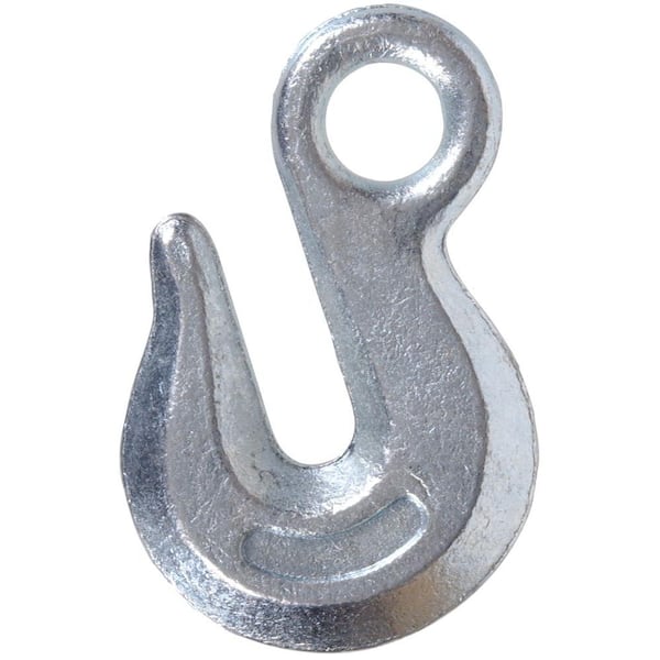 The Hillman Group 1/4 in. Zinc-Plated Forged Steel Chain Hook with Grade 43 in Eye Type Grab Hook (5-Pack)